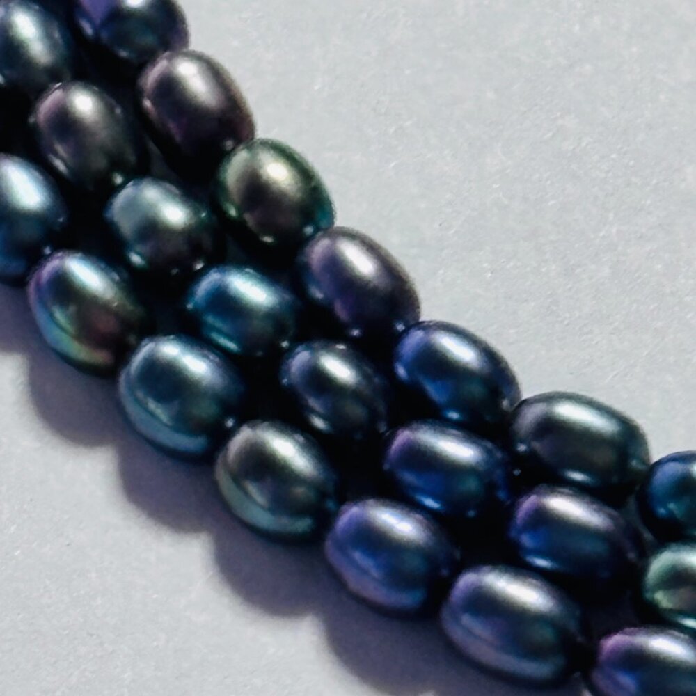 Multi Strand Peacock Pearl Necklace Blue Green Iridescent 18” - Picture 7 of 11